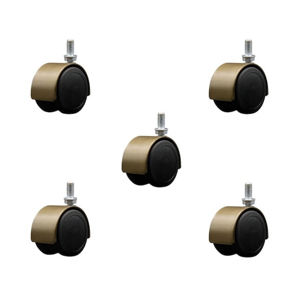 2'' Floor Safe Antique Hooded Twin Wheel Caster 3/8 Threaded Stem, 5PK